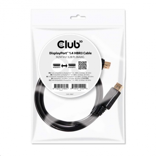 Club3D Kabel DisplayPort 1.4 HBR3 8K60Hz (M/M), 1m