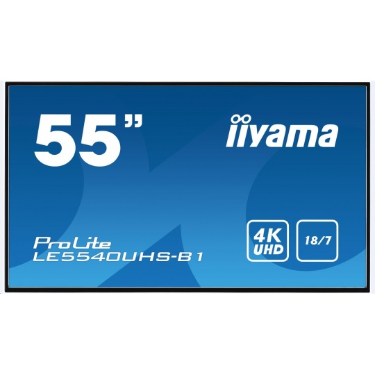 Monitor Iiyama ProLite LE5540UHS-B1, 138.6 cm (54.6''), 4K, VGA, HDMI, DVI, USB, RS232, RJ45, čierna
