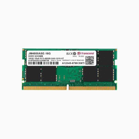 TRANSCEND SODIMM DDR5 16GB 4800MHz JM 1Rx8 2Gx8 CL40 1.1V