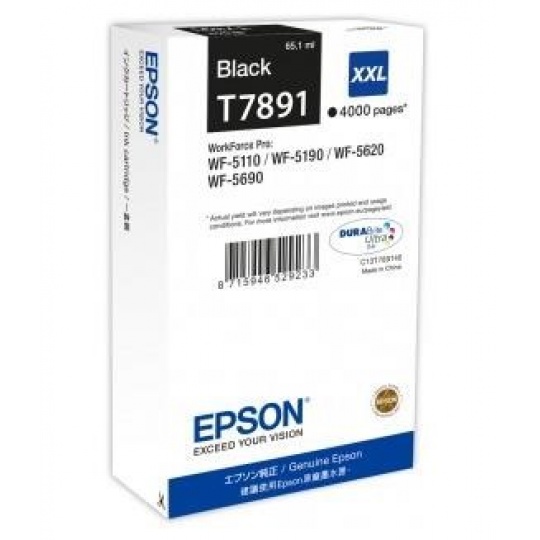 Čierna atramentová kazeta EPSON série WF-5xxx "Pisa" XXL Black (65,1 ml)