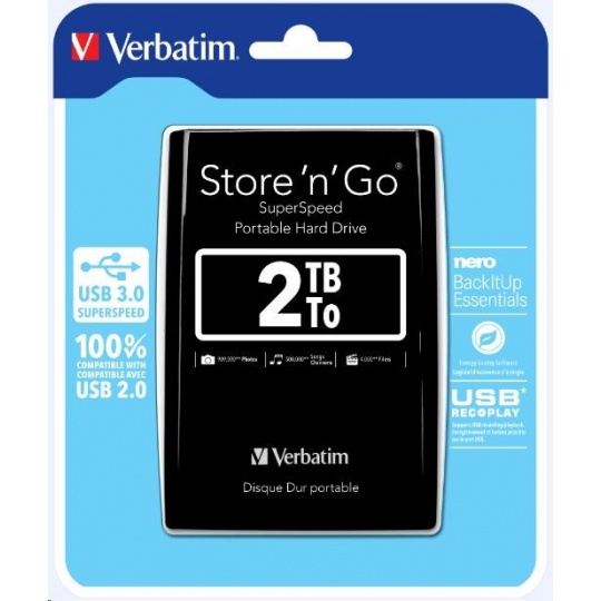 VERBATIM HDD 2.5" 2TB Store 'n' Go USB 3.0, čierna
