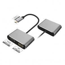 Adaptér PLATINET USB-C na HDMI a VGA, 4K 30 Hz